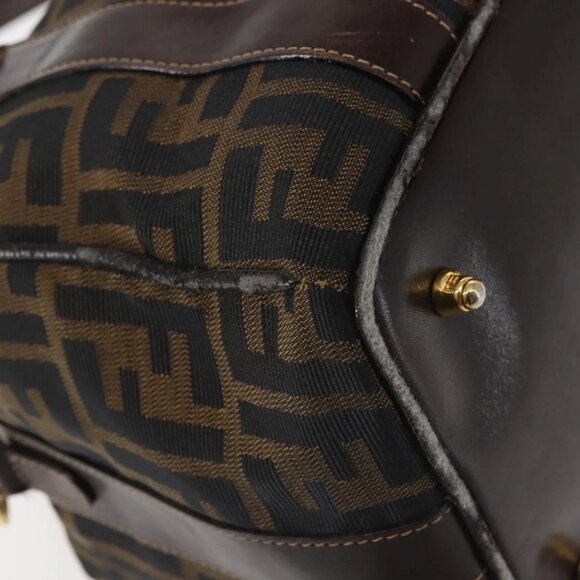 FENDI Zucca Canvas Hand Bag 2way Black Brown Auth gh886 - Picture 4 of 16